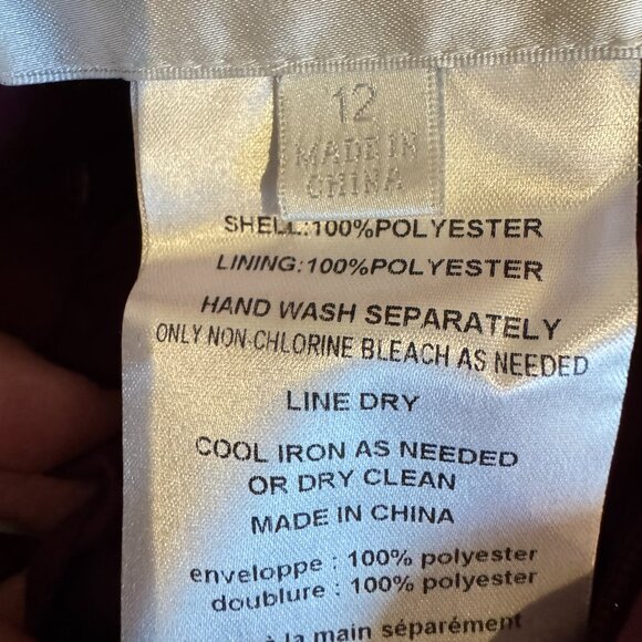 David's Bridal Long Burgundy Formal Rhinestone Accent Dress - Picture 8 of 13